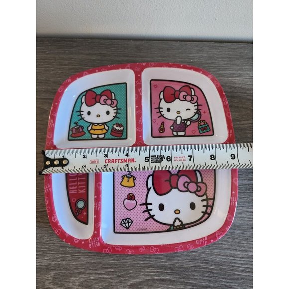 Hello Kitty Childrens Melamie Divided Tray Dish Plate 4 Sections Sanrio 🔥 2022 - Picture 7 of 8